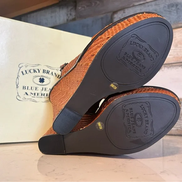 New Lucky Brand Maris Woven Wedge Platform Heeled Sandals - Picture 11 of 15